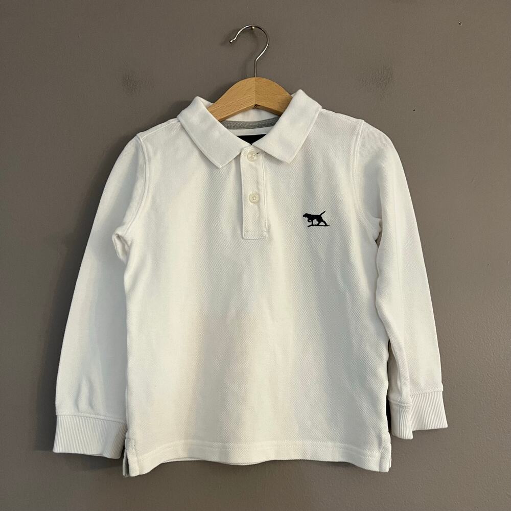 Rodd & Gunn Boys 3-4 White Long Sleeve Polo Shirt Cotton Logo Classic Preppy